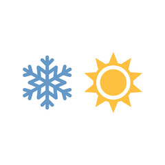 Sun and snowflake colorful vector icon. Weather forecast symbols.