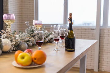 still life with wine and fruits