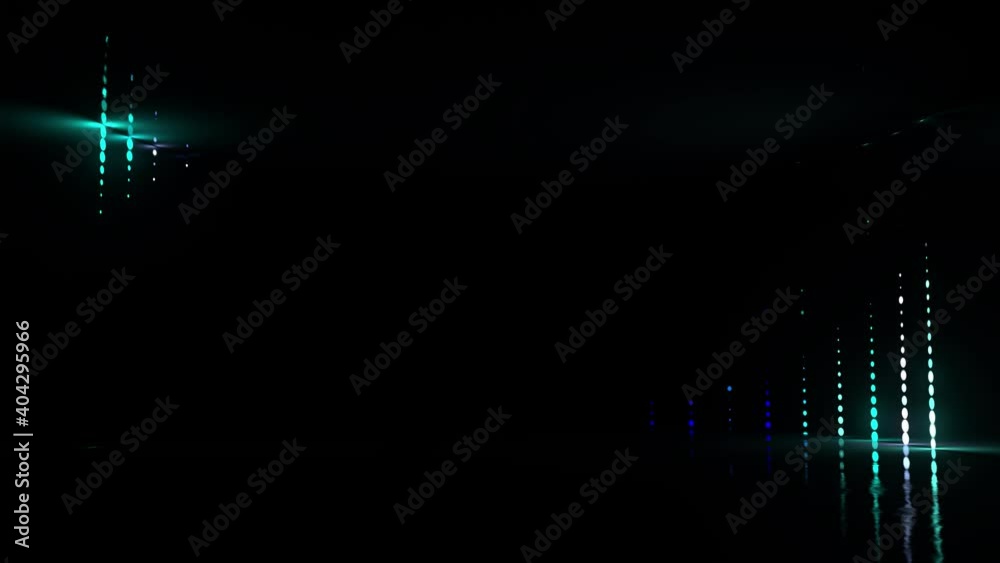 Poster 3d abstract background with reflective floor and glowanimation. neon show with vibrant colored dots.