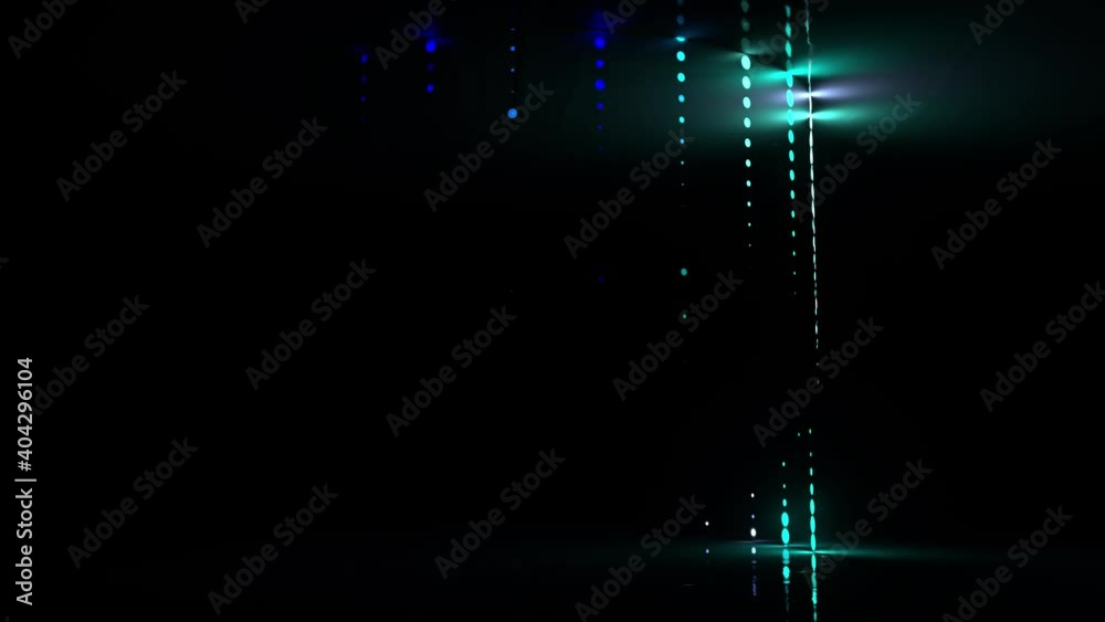 Poster 3d abstract background with reflective floor and glowanimation. neon show with vibrant colored dots.