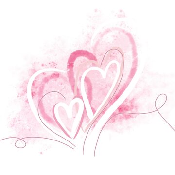 The greeting card with a symbol of love on a white background.