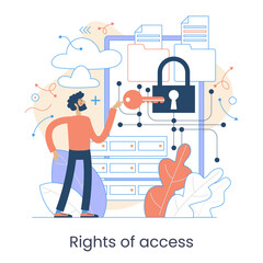 Secure data transmission concept. Access right. Safe file sharing. Protected web traffic. VPN. Analytical traffic assessment. Sharing documents.