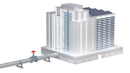 pipe with valve connected to the building © petrovk