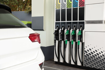 Gasoline pump at modern gas filling station
