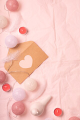 Love letter for valentine's day on pink background
