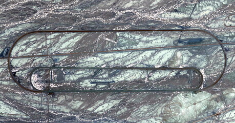 trip to nowhere,  United States, abstract photography of relief drawings in  fields in the U.S.A....