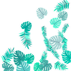 Vector tropical pattern, bright tropical foliage, monstera leaves