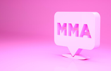 Fototapeta premium Pink Fight club MMA icon isolated on pink background. Mixed martial arts. Minimalism concept. 3d illustration 3D render.
