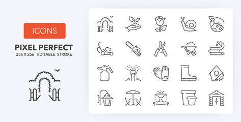 garden and seeding 2 line icons 256 x 256