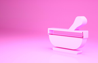 Pink Mortar and pestle icon isolated on pink background. Minimalism concept. 3d illustration 3D render.