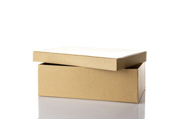 Cardboard boxes isolated. Brown carton package for shipping delivery on white background. Suitable for food, cosmetic or medical packaging.