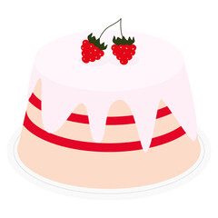 wonderful and delicious cake, cake with berries on top, three layers and two raspberries
