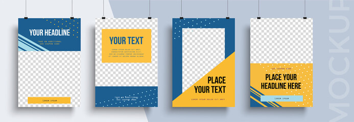 Set of Editable poster template. Can be used for poster, brochure, magazine, card, book, flyer, banner, anniversary. Trendy corporate style.