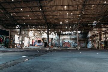 An old ailing warehouse with holes in the roof, abandoned places