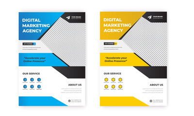 Fototapeta na wymiar Creative corporate flyer. business brochure annual vector yellow-blue clean design set