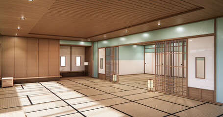 3D rendering. Mint  Japanese style room interior design orinal..