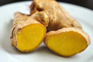 immune system and ginger tuber, fresh juicy ginger,
