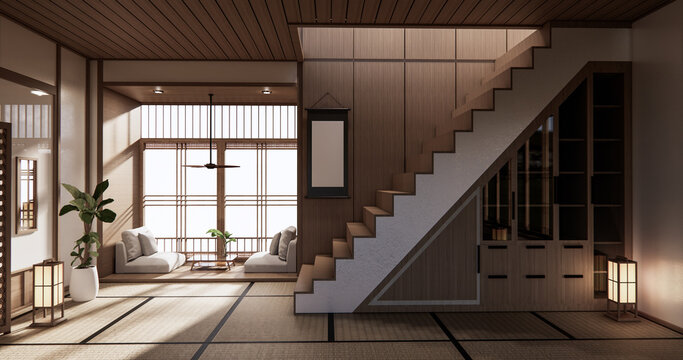 staircase room Designing the most beautiful. 3D rendering