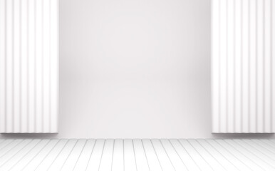 white podium show cosmetic product geometric japan style.3D rendering