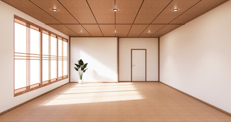 room japanese style minimal design. 3d rendering