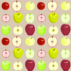 Set of apples. Vector fruits. Design elements. Seamless pattern.