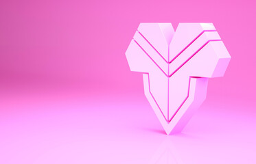 Pink Traditional mexican poncho clothing icon isolated on pink background. Minimalism concept. 3d illustration 3D render.