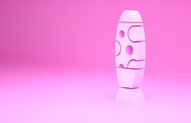 Pink Floor lamp icon isolated on pink background. Minimalism concept. 3d illustration 3D render.