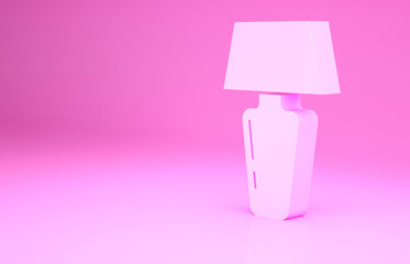 Pink Table lamp icon isolated on pink background. Desk lamp. Minimalism concept. 3d illustration 3D render.