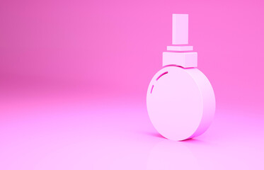 Pink Lamp hanging icon isolated on pink background. Ceiling lamp light bulb. Minimalism concept. 3d illustration 3D render.