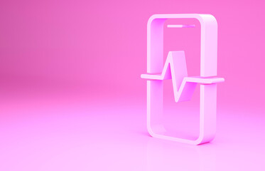 Pink Phone repair service icon isolated on pink background. Adjusting, service, setting, maintenance, repair, fixing. Minimalism concept. 3d illustration 3D render.