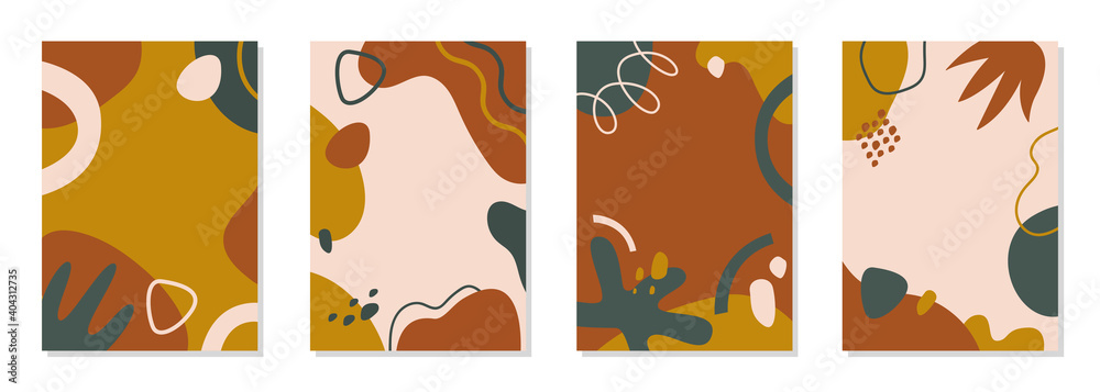 Poster Abstract set backgrounds template with copy space for text.  Modern vector design with colorful organic shapes for social media story, post, web design, banners