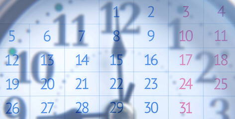 Calendar and clock. Time concept