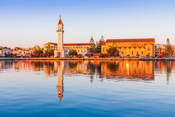 Fototapeta premium Zakynthos, Greece. Morning view of Zakynthos town with Saint Dionysios Church.