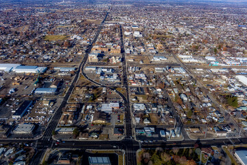 Small town USA Meridian Idaho aerial view