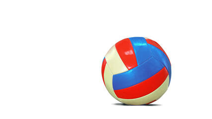 Yellow-red-blue volleyball ball, on an isolated white background.