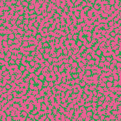 Pinke, grafische, zusammengefügte, abstrakte Elemente als nahtloses Muster mit grünem Hintergrund.