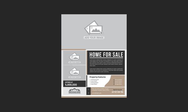 Real Home for sale flyer design template very modern