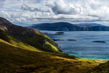 View from the mountain on Achill Island, County Mayo on the west coast of the Republic of Ireland  