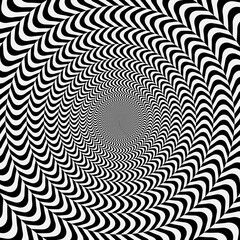 geometric optical illusion. white and black circle psychedelic pattern