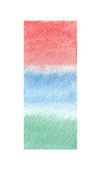 Abstract single watercolor block hand drawn isolated on white background.