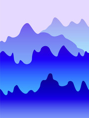 Vector illustration-abstract background with blue gradient mountain tops and copy space