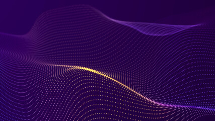 Futuristic wave with points. Big data. Dynamic wave background. 3d rendering