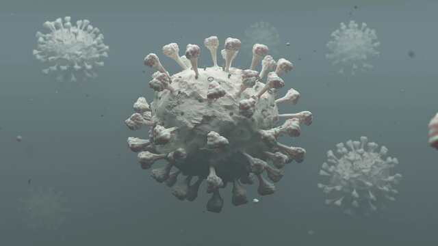 Realistic 3d model of Coronavirus concept. blue background COVID19 virus, 2019-nCov. SARS-CoV-2 Wuhan. Under water background.