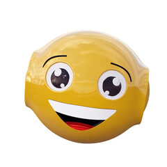 gelbes Roboter Emoticon mit lachendem Gesicht.