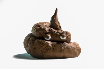 Obraz premium Concept of personal crisis and negative mind. Sad depressed Poop on white background. High quality 3d illustration