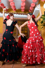 flamenco dancers at the Seville fair in April