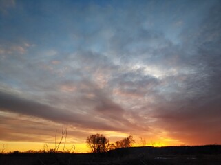 Fototapeta premium Beautiful color sky at sunset close up
