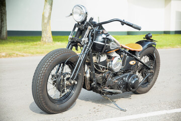 Fototapeta na wymiar classic American cruiser motorcycle on the street