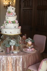wedding cake decorated with flowers