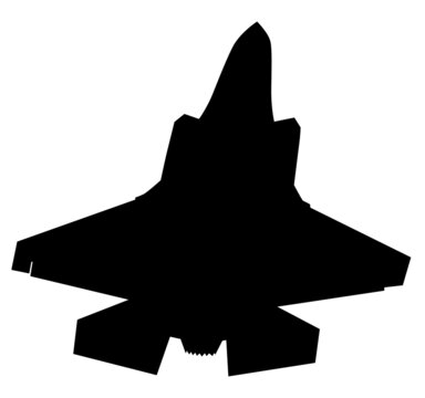 F 35 Air Force Stealth F-35 Lightning II Fighter Jet. Isolated Realistic Silhouette